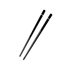 Chopsticks Silhouette: A minimalistic black and white illustration of two chopsticks, delicately arranged to evoke a sense of cultural heritage and culinary art.
