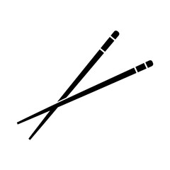 Asian Chopsticks: Two black chopsticks artfully crossed in a minimalist composition, ready to enhance the authentic culinary experience.