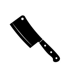 Butcher Knife Icon: A sharp and sturdy butcher knife, depicted in a striking, high-contrast silhouette, symbolizing precision and culinary craft.