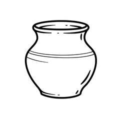 Earthenware Pot Outline: A simple illustration of a classic earthenware pot, its rounded form and minimalist design.  