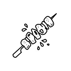 Delightful Skewer Delight: A culinary illustration depicts a mouthwatering skewer of perfectly grilled, succulent ingredients, ready to tantalize your taste buds.