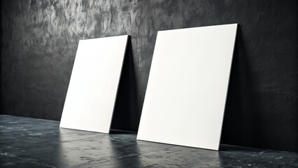 Two Posters Leaning on a Dark Surface ? Moody Minimal Setup for Simple Design Focus