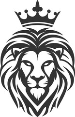  lion head with crown design logo, transparent png