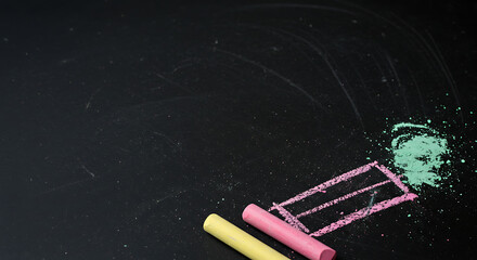 Colorful Chalk on Blackboard with Space for Text Ideal for Education or Creative Concepts and School Related Projects