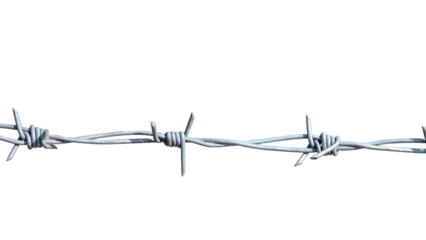 Barbed Wire with Copy Text Space. Sharp and Protective Element for Security, Border, and Industrial-Themed Designs. PNG File