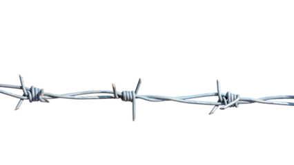 Barbed Wire with Copy Text Space. Sharp and Protective Element for Security, Border, and Industrial-Themed Designs. PNG File