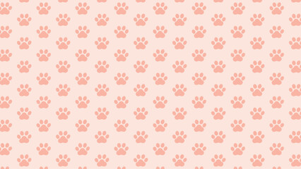 Seamless light orange paw print pattern on a soft pink background. Ideal for pet designs