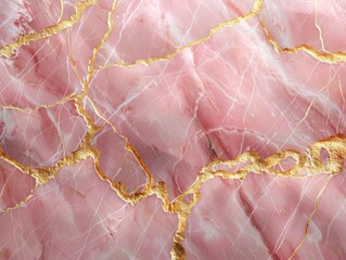 pink marble pattern with soft gold veins, smooth texture, plain background, realistic style, vibrant studio lighting, pastel tones, angled composition with negative space at bottom