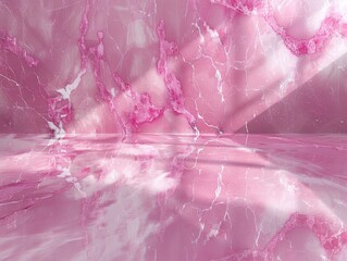 pink marble pattern with subtle silver veins, glossy surface, plain background, hyper-realistic style, soft studio lighting, pastel tones, centered composition with negative space at bottom