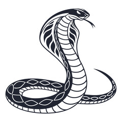 Fototapeta premium A black and white vector illustration of a cobra snake with its hood extended
