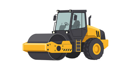Fototapeta premium Heavy Roller Machine Construction Equipment Illustration