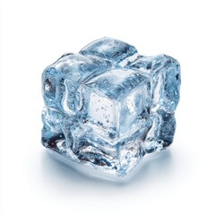 Obraz premium Translucent Ice Cube on White Background