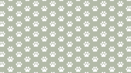 Serene paw mark seamless vector with white prints on muted green. Great for fabric, digital paper, or gentle web design