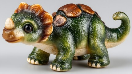 Fototapeta premium Detailed figurine of a triceratops dinosaur.