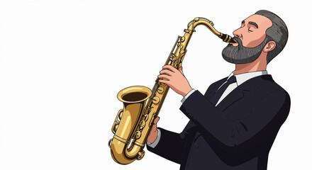 Fototapeta premium Man playing saxophone in a jazz music performance