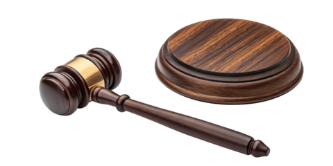 Judge's Gavel and Block Isolated on Transparent Background - Law and Justice Concept
Wooden Auction Gavel with Sound Block - Legal and Judicial Symbol