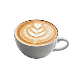 Latte Art Coffee in White Mug.