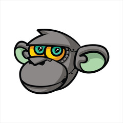 Monkey head Robot Cartoon Vector Illustration