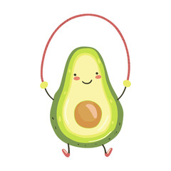 Avocado character illustration cute jump vector
