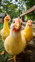 Curious Chickens in a Farmyard