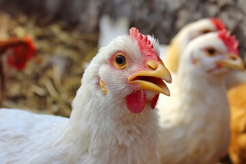 Curious Chickens in a Farmyard