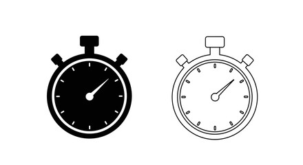 Illustration showing two stopwatches, one filled in black and one in outline form