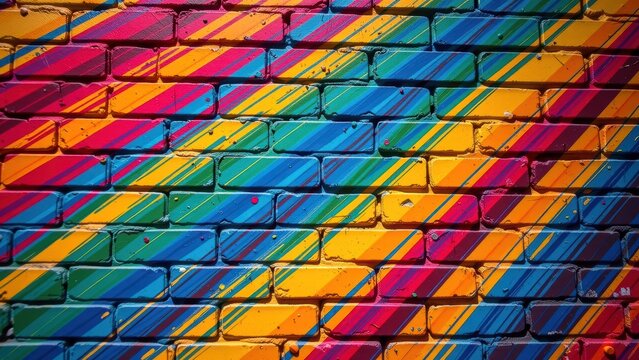 Vibrant city vibes in art form create stunning visual experience with colorful stripes on textured wall