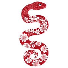 Obraz premium Snake silhouette pattern red illustration vector