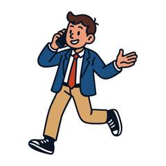 Fototapeta premium Cartoon businessman talking phone vector