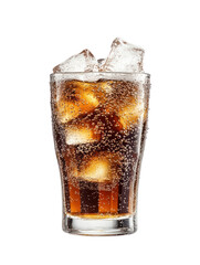 Fizzy Cola Drink in Clear Glass on Transparent Background