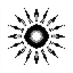 Fototapeta premium Abstract Black and White Pixelated Sunburst Design