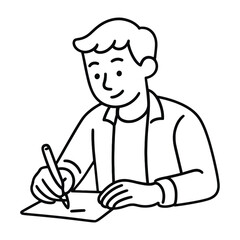 Person writing with pen illustration vector
