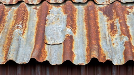 Weathered corrugated metal roofing