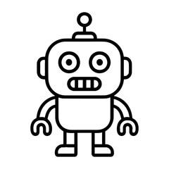Minimalist cartoon robot illustration vector