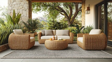 Outdoor wicker furniture set