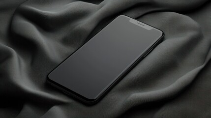 Elegant dark smartphone on draped fabric