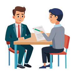 Job Interview Scene with Recruiter Vector Illustration