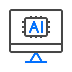 Monitor AI Dual Tone Icon. Editable Stroke Icons. Can be used for web, mobile apps, and software.