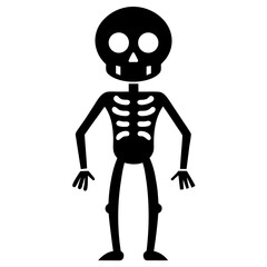 Halloween Skeleton Silhouette on White Background Spooky Vector Art for Seasonal Projects