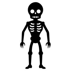 Halloween Skeleton Silhouette on White Background Spooky Vector Art for Seasonal Projects