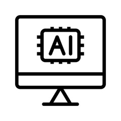 Monitor AI Outline Icon. Editable Stroke Icons. Can be used for web, mobile apps, and software.