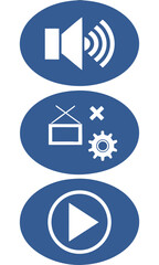 Blue icons with white symbols