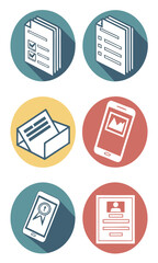 Business documents and digital devices icons