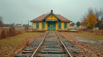 Abandoned Train Station in Autumn