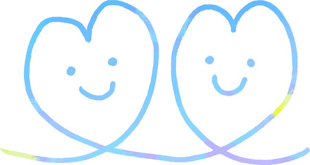 笑顔で寄り添う2つのブルーのハート 愛