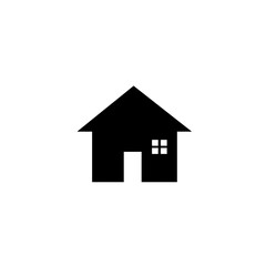 Fototapeta premium A simple black and white house icon, representing concepts like real estate, home ownership, and the idea of shelter, isolated on a clean white background.