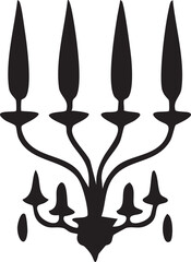 Elegant black silhouette of a four light candelabra with ornate details