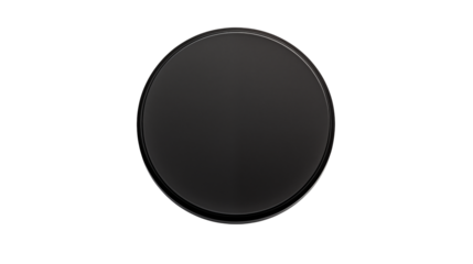 Sleek black circle with subtle glossy border isolated on transparent background