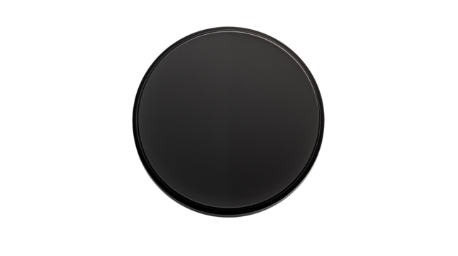 Sleek black circle with subtle glossy border isolated on transparent background - Powered by Adobe