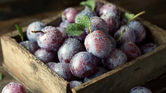 plums in a basket, grapes, purple